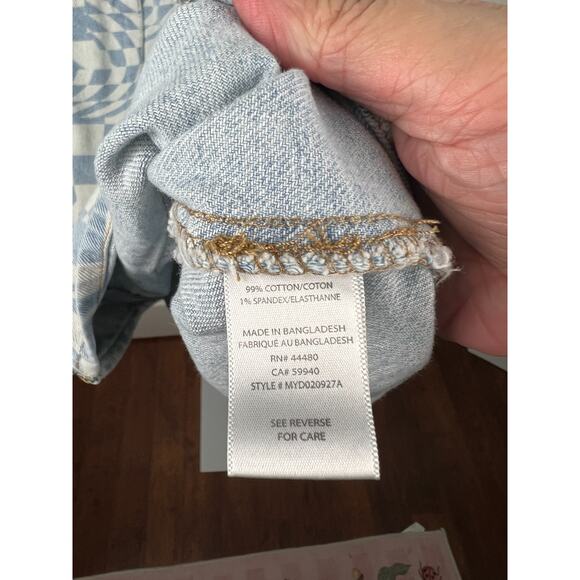 Tinseltown Bib Dress Light Denim Checkered Women’s XL Pockets Skater Y2K - Picture 3 of 8